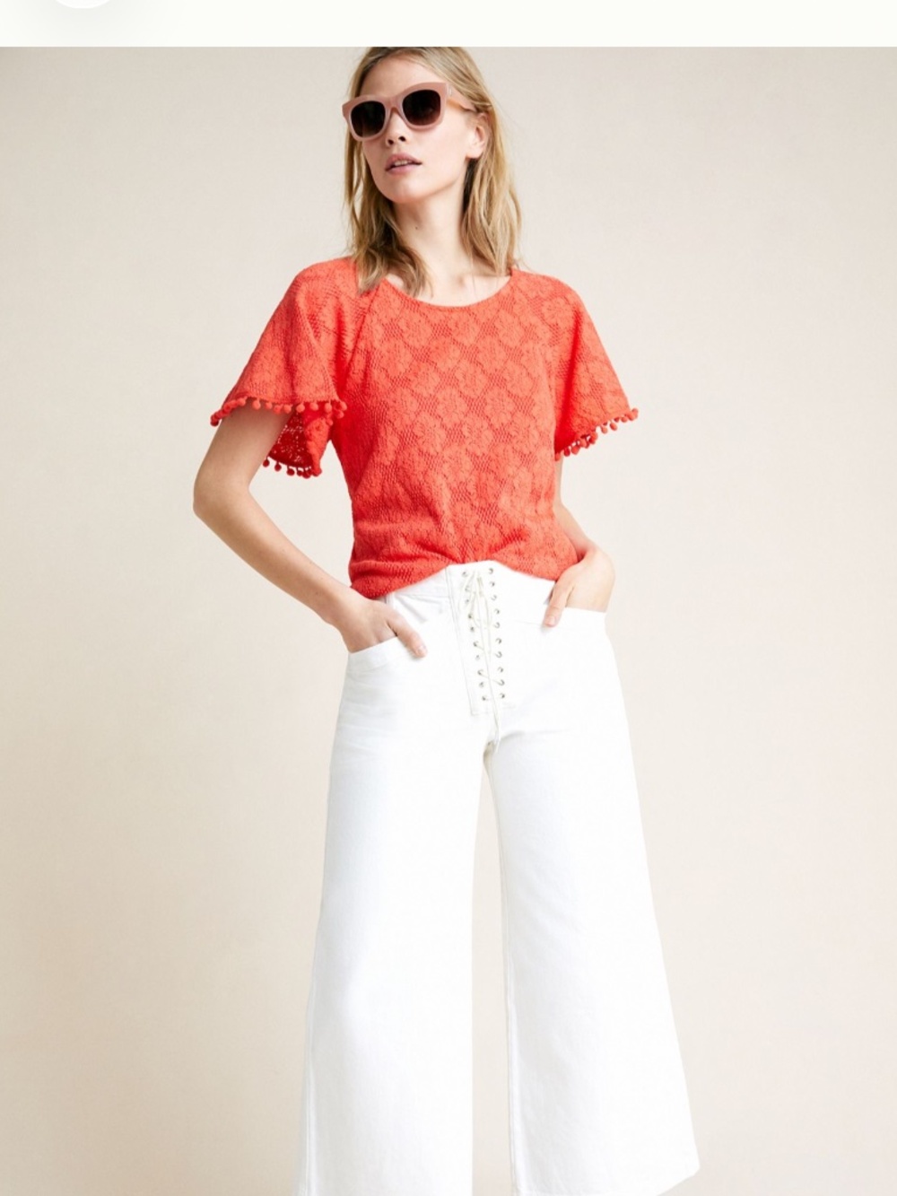 Anthropologie Ari and Ali Bianca top coral size M